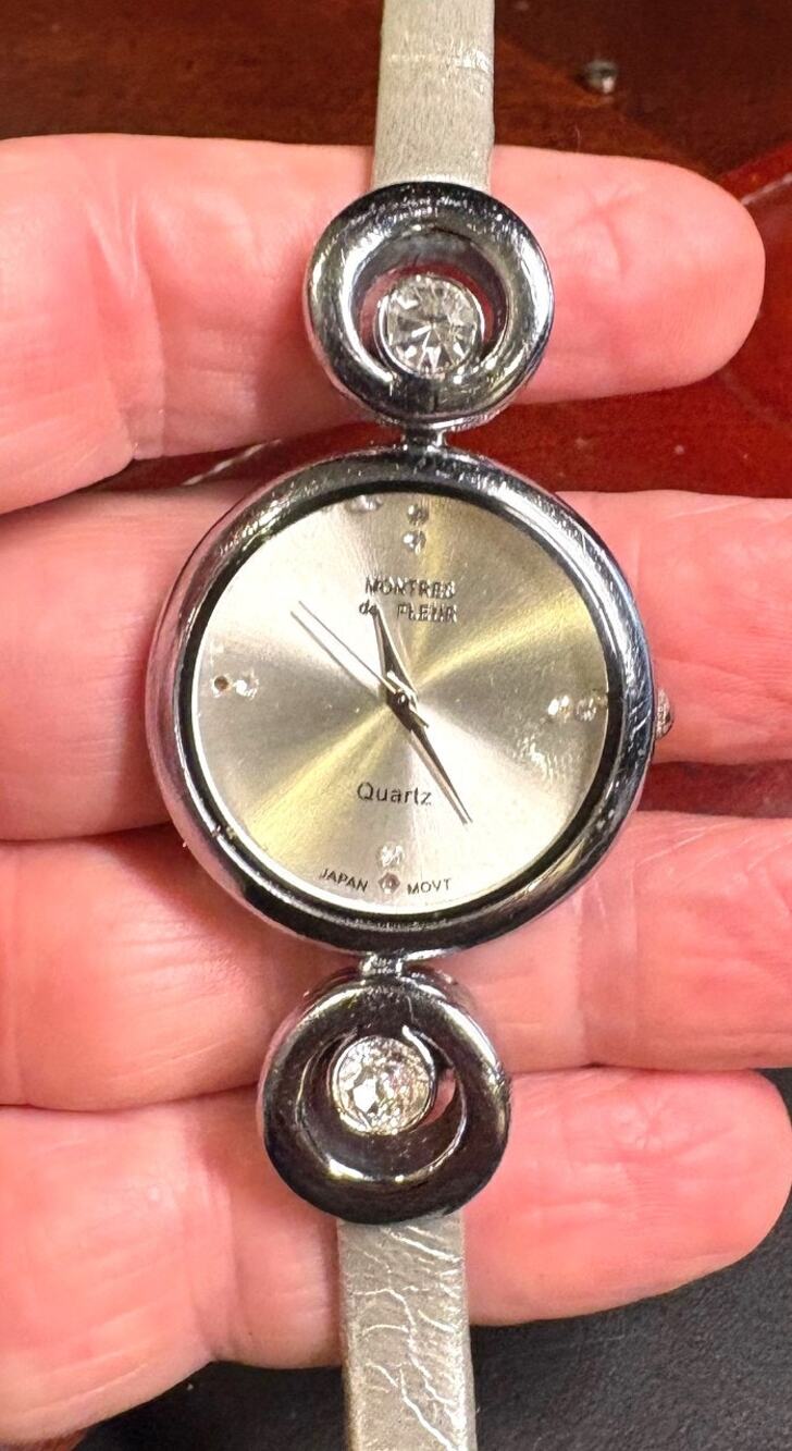 Women's 35mm Silver Tone Montres de Fleur Watch, Water Resistant